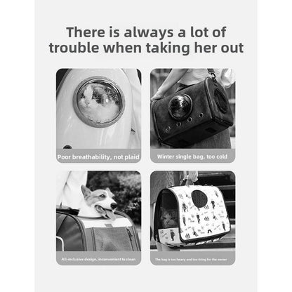 Cozy and Cute Dog Backpack for Autumn and Winter - Portable Windproof Pet Crossbody Bag